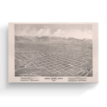 Load image into Gallery viewer, Digitally Restored and Enhanced 1875 Utah Map Canvas - Canvas Wrap Vintage Salt Lake City Map - Old Utah Wall Art - Historic Utah Poster - Restored Bird&#39;s Eye View of Salt Lake City Utah Wall Map

