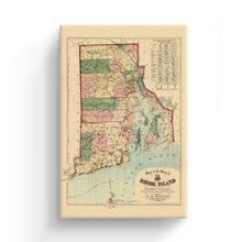 Load image into Gallery viewer, Digitally Restored and Enhanced 1880 Rhode Island State Map Canvas Art - Canvas Wrap Vintage Rhode Island Poster - Old Rhode Island Wall Art - Map of Rhode Island Print &amp; Providence Plantations
