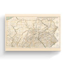 Load image into Gallery viewer, Digitally Restored and Enhanced 1792 Pennsylvania Map Canvas Art - Canvas Wrap Vintage Pennsylvania Map Poster - Historic State of Pennsylvania Wall Art - Old Wall Map of Pennsylvania Poster
