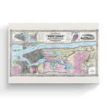 Load image into Gallery viewer, Digitally Restored and Enhanced 1857 New York State Map Canvas - Canvas Wrap Vintage New York Map Art - Old Map of NY Poster - Historic New York Wall Art - Restored City &amp; County Map of New York State
