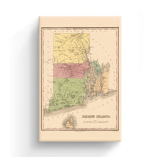 Cargar imagen en el visor de la galería, Digitally Restored and Enhanced 1829 Rhode Island State Map Canvas Art - Canvas Wrap Vintage Rhode Island Wall Art - Old Rhode Island Poster - Historic RI Map - Restored Map of Rhode Island Print
