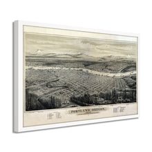 Load image into Gallery viewer, Digitally Restored and Enhanced 1879 Portland Oregon Map - Framed Vintage Oregon Map - Restored Map of Oregon - Old Bird&#39;s Eye View Map of Portland Oregon Wall Art Poster Print
