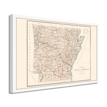 Load image into Gallery viewer, Digitally Restored and Enhanced 1886 Arkansas State Map Poster - Framed Vintage Map of Arkansas Wall Art - Historic AR Map Print - Restored Arkansas Wall Map from General Land Office
