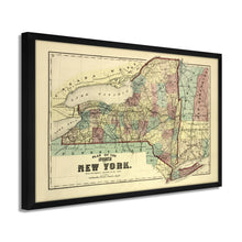 Cargar imagen en el visor de la galería, Digitally Restored and Enhanced 1875 New York Map Poster - Framed Vintage Map of New York Wall Art - Old Map of NY - Historic New York Map Print - Plan of the Map of New York State
