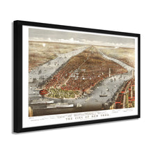 Load image into Gallery viewer, Digitally Restored and Enhanced 1876 Map of New York City Poster - Framed Vintage New York Map Print - Old New York Wall Art - Restored NYC Map - Historic Wall Map of New York City
