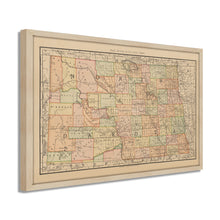 Load image into Gallery viewer, Digitally Restored and Enhanced 1892 North Dakota Map Poster - Framed Vintage State of North Dakota Wall Art - History Map of North Dakota -  Old Bismarck North Dakota State Map
