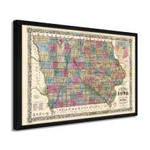 Load image into Gallery viewer, Digitally Restored and Enhanced 1856 Iowa Map Poster- Framed Vintage Iowa State Map - Old State of Iowa Wall Art - Historic Iowa Wall Map - Sectional &amp; Geological Map of Iowa Poster
