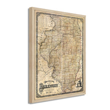 Load image into Gallery viewer, Digitally Restored and Enhanced 1861 Illinois State Map - Framed Vintage Map of Illinois Wall Art - Old State of Illinois Map Poster - Sectional Map of the State of Illinois Poster
