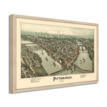 Load image into Gallery viewer, Digitally Restored and Enhanced 1902 Map of Pittsburgh Poster - Framed Vintage Pennsylvania Map - Old Pittsburgh Wall Art - Restored Bird&#39;s Eye View Map of Pittsburgh Pennsylvania
