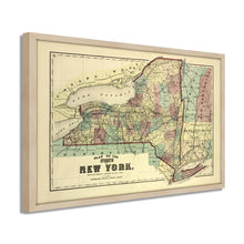 Cargar imagen en el visor de la galería, Digitally Restored and Enhanced 1875 New York Map Poster - Framed Vintage Map of New York Wall Art - Old Map of NY - Historic New York Map Print - Plan of the Map of New York State
