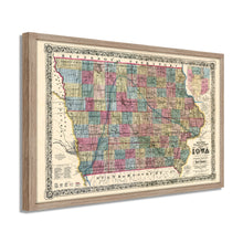 Load image into Gallery viewer, Digitally Restored and Enhanced 1856 Iowa Map Poster- Framed Vintage Iowa State Map - Old State of Iowa Wall Art - Historic Iowa Wall Map - Sectional &amp; Geological Map of Iowa Poster
