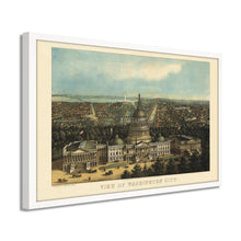Load image into Gallery viewer, Digitally Restored and Enhanced 1871 Map of Washington DC Poster - Framed Vintage Washington DC Map Print - History Map of Washington DC Wall Art - Bird&#39;s Eye View of Washington City

