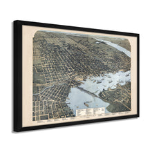 Load image into Gallery viewer, Digitally Restored and Enhanced 1893 Jacksonville Florida Map - Framed Vintage Jacksonville Wall Art - History Map of Jacksonville Florida - Old Bird&#39;s Eye View Map of Jacksonville FL
