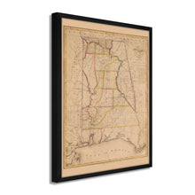 Load image into Gallery viewer, Digitally Restored and Enhanced 1819 Alabama Map - Framed Vintage Alabama Map - History Map of Alabama Poster - Old Alabama Wall Art
