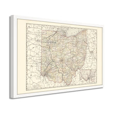 Load image into Gallery viewer, Digitally Restored and Enhanced 1894 Ohio Map Poster - Framed Vintage Ohio State Wall Art - History Map of Ohio State Poster Print
