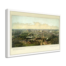 Load image into Gallery viewer, Digitally Restored and Enhanced 1867 Columbus Ohio Map - Framed Vintage Columbus Map Print - History Map of Columbus Ohio Wall Art - View of Columbus OH Map from Capitol University
