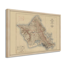 Load image into Gallery viewer, Digitally Restored and Enhanced 1938 Map of Oahu Hawaii - Framed Vintage Oahu Wall Art - Old Oahu Hawaii Map - Topographic Map of Oahu Poster - City &amp; County of Honolulu Hawaii
