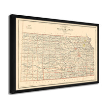 Cargar imagen en el visor de la galería, Digitally Restored and Enhanced 1898 Map of Kansas Poster - Framed Vintage Kansas Map Poster - Old Kansas Wall Art - Restored Kansas State Map - Historic State of Kansas Wall Map
