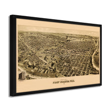 Load image into Gallery viewer, Digitally Restored and Enhanced 1891 Fort Worth Texas Map - Framed Vintage Fort Worth Map - Old Fort Worth Wall Art - Fort Worth TX Map History - Perspective Map of Fort Worth Poster
