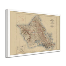 Cargar imagen en el visor de la galería, Digitally Restored and Enhanced 1938 Map of Oahu Hawaii - Framed Vintage Oahu Wall Art - Old Oahu Hawaii Map - Topographic Map of Oahu Poster - City &amp; County of Honolulu Hawaii
