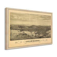 Load image into Gallery viewer, Digitally Restored and Enhanced 1878 Seattle Map Poster - Framed Vintage Map of Seattle Wall Art - Old Seattle Wall Map - Bird&#39;s Eye View of Seattle Puget Sound Washington Territory
