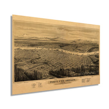 Load image into Gallery viewer, Digitally Restored and Enhanced 1879 Map of Portland Oregon - Vintage Map of Portland Wall Art - Portland Oregon Map Looking East to the Cascade Mountains Portland Map Poster - Portland Map Art
