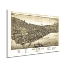 Load image into Gallery viewer, Digitally Restored and Enhanced 1885 Madison Wisconsin Map - Vintage Map of Madison Wisconsin - Old Madison City Map of Wisconsin - Dane County Madison Map - Bird&#39;s Eye View of City of Madison Wall Art
