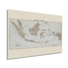 Load image into Gallery viewer, Digitally Restored and Enhanced 1957 Map of Indonesia Poster - Vintage Map Indonesia Wall Art Print - Republic of Indonesia Map Southeast Asia History
