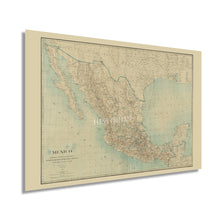 Load image into Gallery viewer, 1900 Mexico Map Poster - Vintage Mapa de Mexico Wall Art - History Map of Mexico Poster - Old Mexico Wall Map
