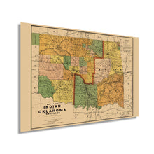 Load image into Gallery viewer, Digitally Restored and Enhanced 1892 Map of the Indian and Oklahoma Territories - Vintage Map of Oklahoma Wall Art - Vintage Oklahoma Map - Indian Territory Map - Oklahoma Map Poster
