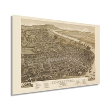 Load image into Gallery viewer, Digitally Restored and Enhanced 1886 Map of Chattanooga Tennessee - Vintage Chattanooga Hamilton County Map of Tennessee - Old Chattanooga Map Poster - Restored Bird&#39;s Eye View of Chattanooga Wall Art
