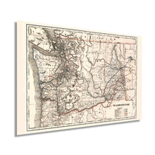 Load image into Gallery viewer, Digitally Restored and Enhanced 1888 Map of Washington State Vintage Map of Washington State Wall Art - Washington State Wall Decor - Cram&#39;s Township and Railroad Map Washington State
