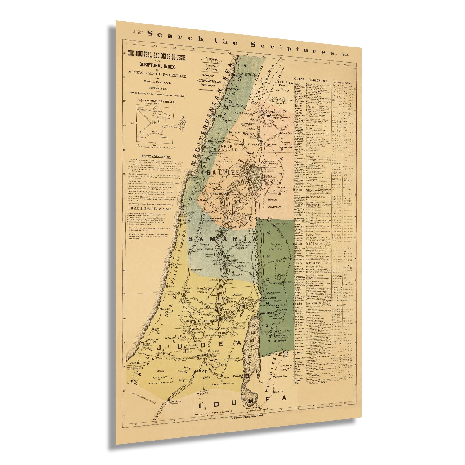 Digitally Restored Travels Of Our Savior Map Print (1862