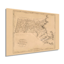 Load image into Gallery viewer, Digitally Restored and Enhanced 1796 Map of Massachusetts - Vintage Map of Massachusetts Wall Art - Massachusetts Wall Map - Mass State Map - Map of Massachusetts Poster - Massachusetts Print
