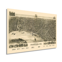 Load image into Gallery viewer, Digitally Restored and Enhanced 1888 Evansville Indiana Map Poster - Perspective Map of Evansville Wall Art - Old City of Evansville Wall Map of Indiana
