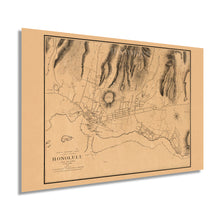 Load image into Gallery viewer, Digitally Restored and Enhanced 1887 Honolulu Hawaii Map Poster - Vintage Map of Honolulu Wall Art - Old Honolulu Map - Historic Honolulu HI and Vicinity Showing Drainage and Public Buildings
