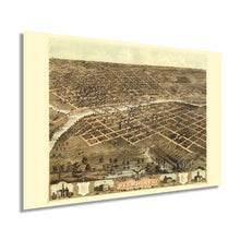 Cargar imagen en el visor de la galería, Digitally Restored and Enhanced 1868 Des Moines Iowa Map Poster - Vintage Des Moines Wall Art - Old Map of Des Moines IA - Bird&#39;s Eye View of The City of Des Moines Capital of Iowa States
