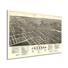 Cargar imagen en el visor de la galería, Digitally Restored and Enhanced 1881 Jackson Michigan Map Poster - Old Map of Jackson MI Wall Art - Jackson County Michigan Wall Map History
