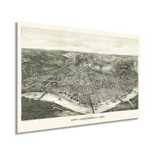 Load image into Gallery viewer, Digitally Restored and Enhanced 1900 Cincinnati Ohio Map - Vintage Map of Cincinnati Wall Art - Old Cincinnati Poster - Historic Cincinnati Map Wall Art - Panoramic View of Cincinnati OH Map
