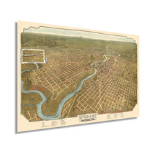 Load image into Gallery viewer, Digitally Restored and Enhanced 1905 Spokane Washington Map - Vintage Spokane Wall Art - Old Spokane Washington Map - Historic Spokane Map Poster - Bird&#39;s Eye View of Spokane WA Map

