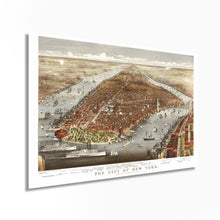 Load image into Gallery viewer, Digitally Restored and Enhanced 1876 New York City Poster - NYC Map Wall Art - Vintage Map of New York City with Points of Interest - Historic Map of New York City Poster - Old NYC Map Print
