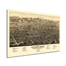 Load image into Gallery viewer, Digitally Restored and Enhanced 1882 Colorado Springs Colorado Map - History Map of Colorado Springs Colorado City &amp; Manitou Springs Wall Art Poster
