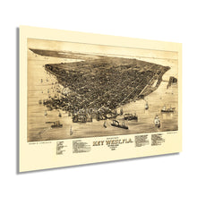 Cargar imagen en el visor de la galería, Digitally Restored and Enhanced 1884 Map of Key West Florida - Vintage Key West Poster - Historic Key West Wall Art - Restored Key West Vintage Poster - Bird&#39;s Eye View of Key West History Map Print
