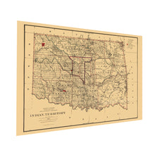 Load image into Gallery viewer, Digitally Restored and Enhanced 1887 Indian Territory Oklahoma Map - Vintage Map of Oklahoma Wall Art - Oklahoma Indian Tribes - Oklahoma State Map - Vintage Oklahoma Map
