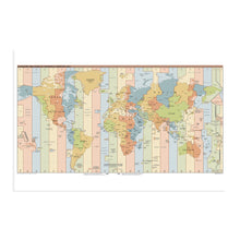 Load image into Gallery viewer, Digitally Restored and Enhanced 2021 Standard Time Zones of the World Map Poster - Map of the World Time Zones Wall Art - Time Zone Map of the World Poster
