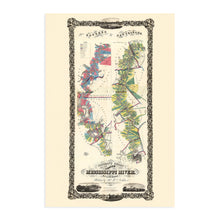 Load image into Gallery viewer, 1858 Lower Mississippi River Map - Vintage Wall Map of Mississippi River - History Map of the Mississippi River - Old Chart of the Lower Mississippi River Wall Art Poster
