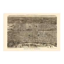 Load image into Gallery viewer, Digitally Restored and Enhanced 1872 Map of Philadelphia Pennsylvania - Vintage Map of Philadelphia Wall Art - Old Wall Map of Philadelphia City Poster - Bird&#39;s Eye View Philadelphia Map Poster
