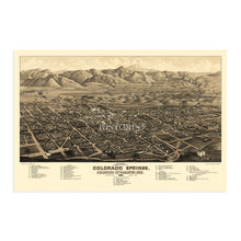 Load image into Gallery viewer, Digitally Restored and Enhanced 1882 Colorado Springs Colorado Map - History Map of Colorado Springs Colorado City &amp; Manitou Springs Wall Art Poster
