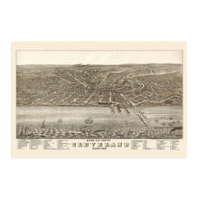 Load image into Gallery viewer, Digitally Restored and Enhanced 1877 Cleveland Map - Vintage Map of Cleveland Ohio Wall Art - Old Cleveland Ohio Map - Historic Cleveland Poster - Birds Eye View Map of Cleveland Ohio
