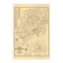 Load image into Gallery viewer, Digitally Restored and Enhanced 1878 Sumner County Tennessee Map - Tennessee Vintage Map - Old Map of Sumner County Wall Art - Tennessee State Map History
